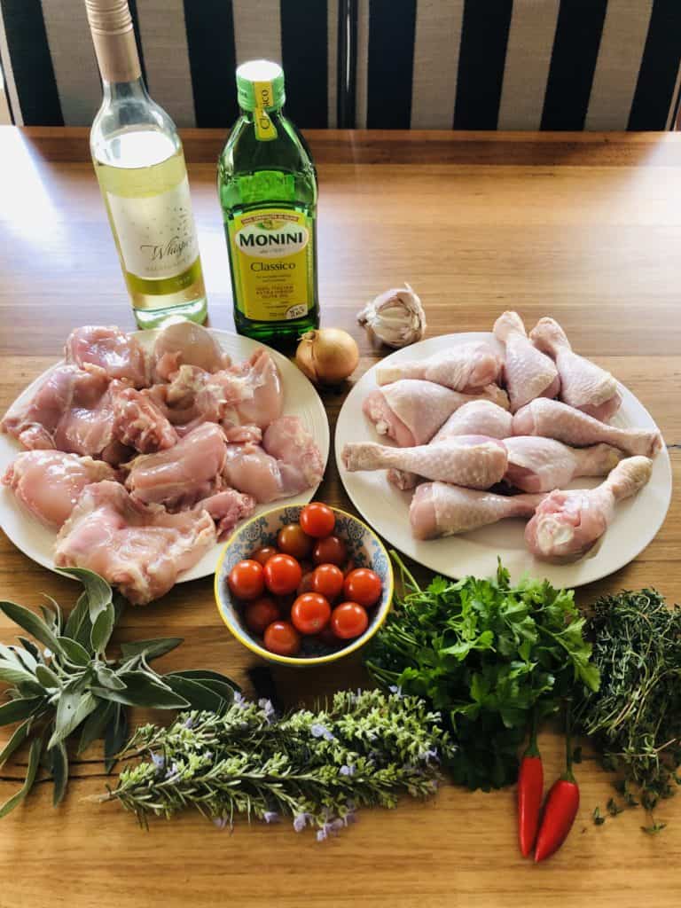 Ingredients needed for chicken cacciatore