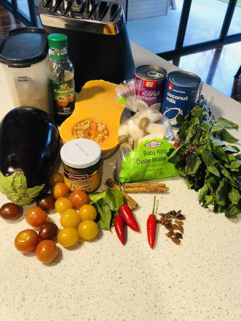 Ingredients for a fragrant yellow curry 