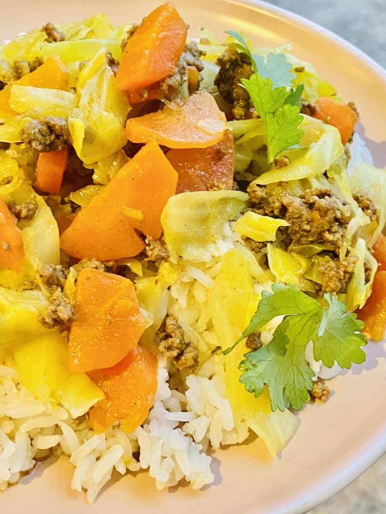 Curried beef and cabbage